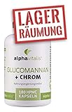 Endlich abnehmen mit Glucomannan + Chrom Kapseln - 4000 mg - 180 Kapseln - ohne Magnesiumstearat - Laborgeprüft - 30 Tage Kur - vegan