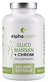 Endlich Abnehmen mit Glucomannan + Chrom Diät Kapseln (180 Kapseln) - 4000 mg Glucomannan - 180 Kapseln ohne Magnesiumstearat - 30 Tage Kur - vegan