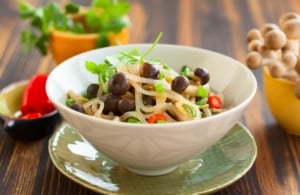 Shirataki Nudeln mit Pilzen